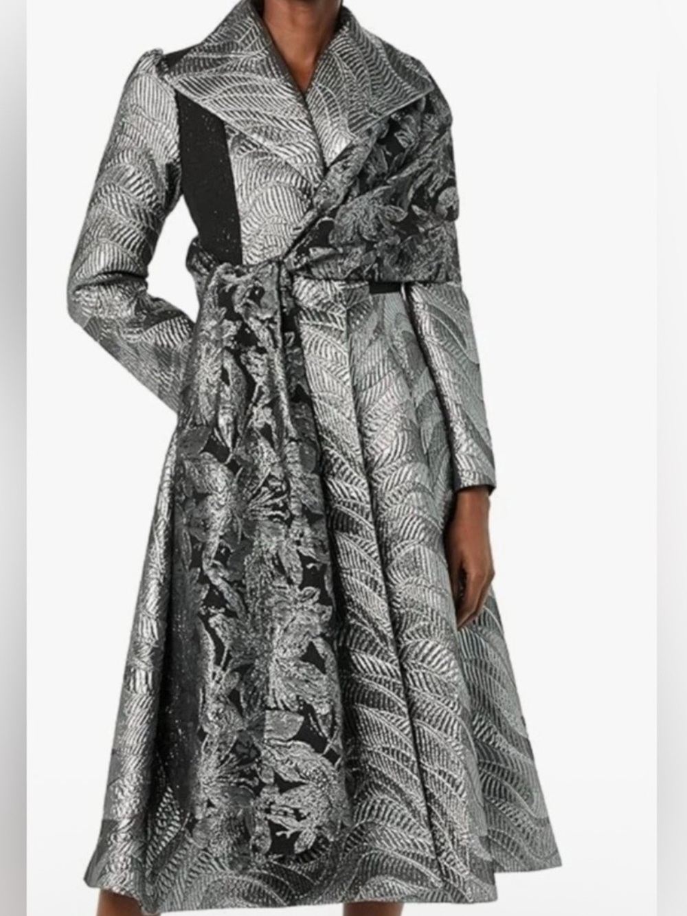 Making the cut Silver Metallic Jacquard Midi Dress